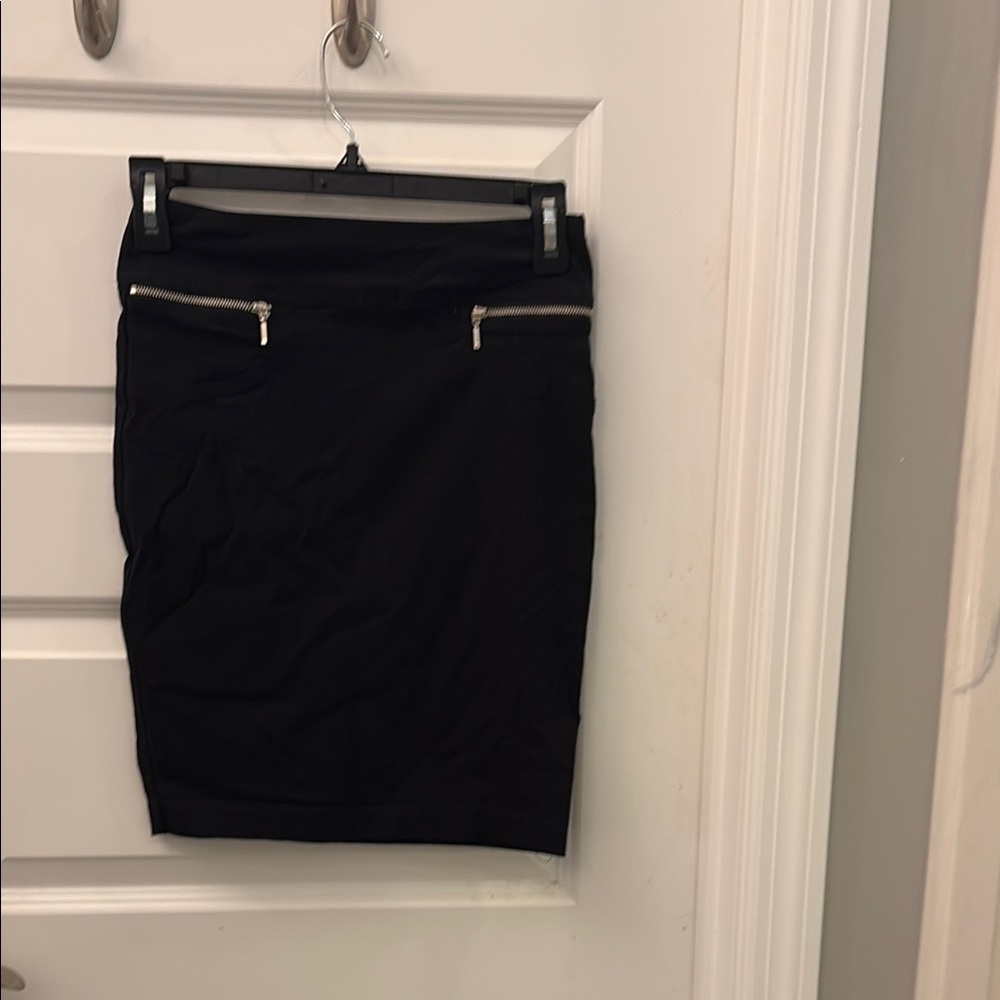 Joe B Black Pencil Skirt with Silver Zipper Accents